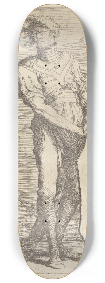 Salvator Rosa - Soldier Holding a Shield 8.25 inch art skate deck