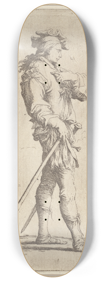 Salvator Rosa - Soldier in Profile with Sword and Cane, Facing Right 8.25 inch art skate deck
