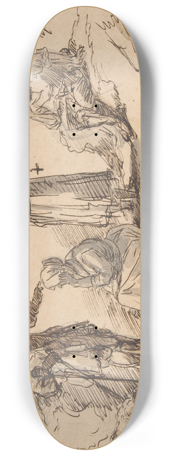 Salvator Rosa - Studies for Standing and Seated Figures 8.25 inch art skate deck