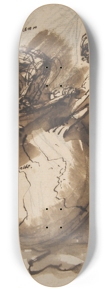 Salvator Rosa - Three Figures around a globe 8.25 inch art skate deck