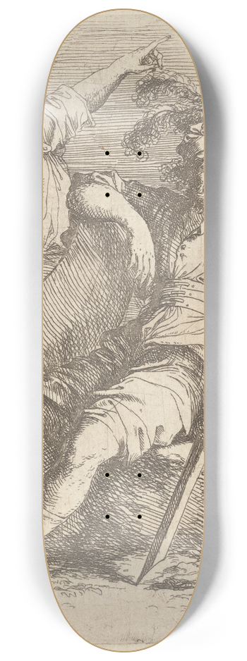 Salvator Rosa - Two Soldiers, One seated with Sword and Shield 8.25 inch art skate deck