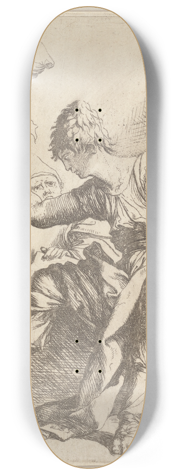 Salvator Rosa - Young Man, Seated 8.25 inch art skate deck