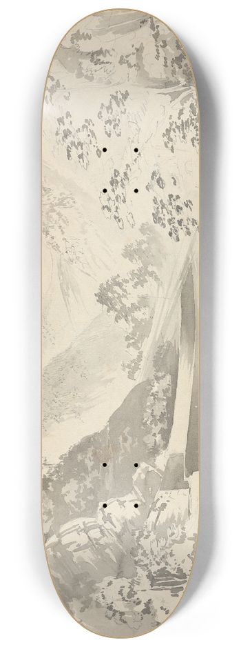 Samuel Davis - A River Scene with Mountains in the Background 8.25 inch art skate deck