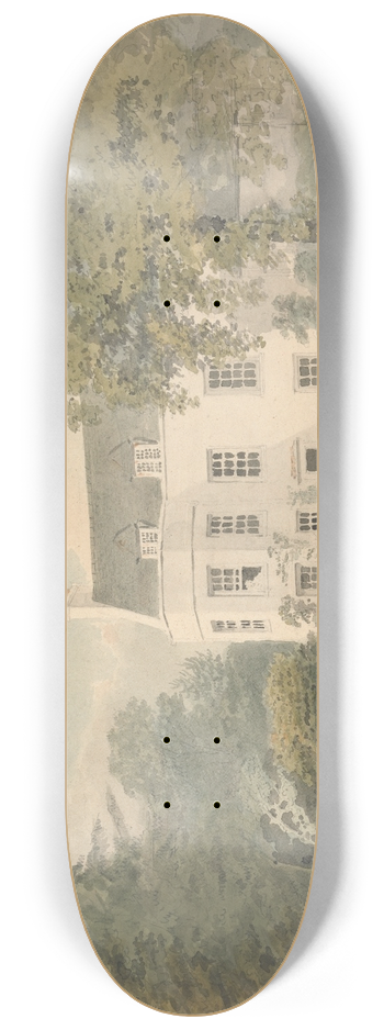 Samuel Davis - A White House in a Garden Setting 8.25 inch art skate deck