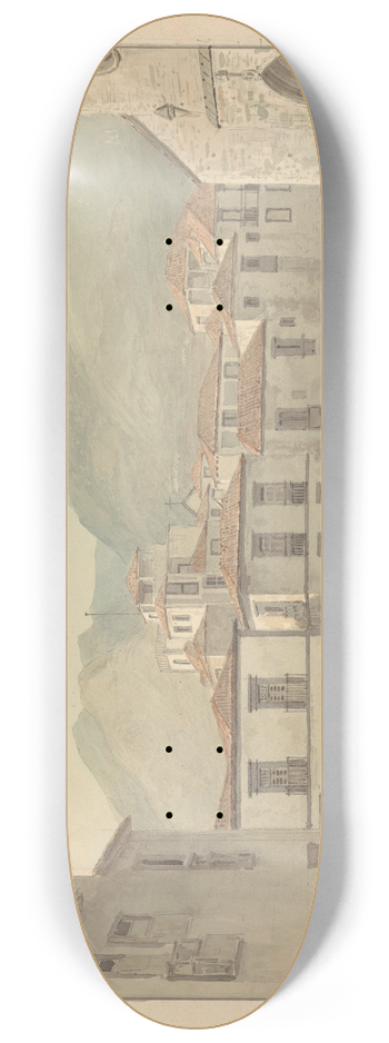Samuel Davis - Funchal, Madeira; A Square with a Church 8.25 inch art skate deck