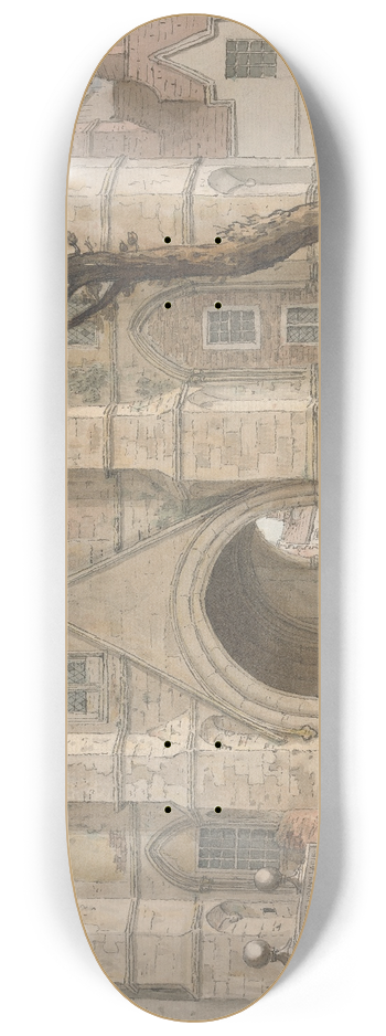 Samuel Hieronymus Grimm - The Gatehouse, Reading Abbey 8.25 inch art skate deck
