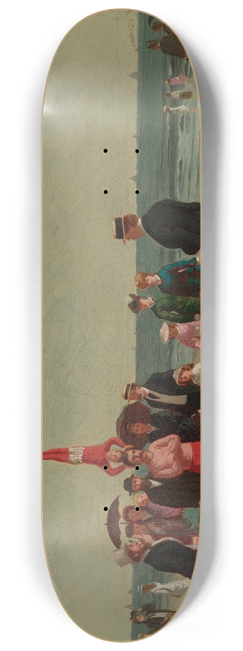 Samuel S. Carr - Beach Scene With Acrobats 8.25 inch art skate deck