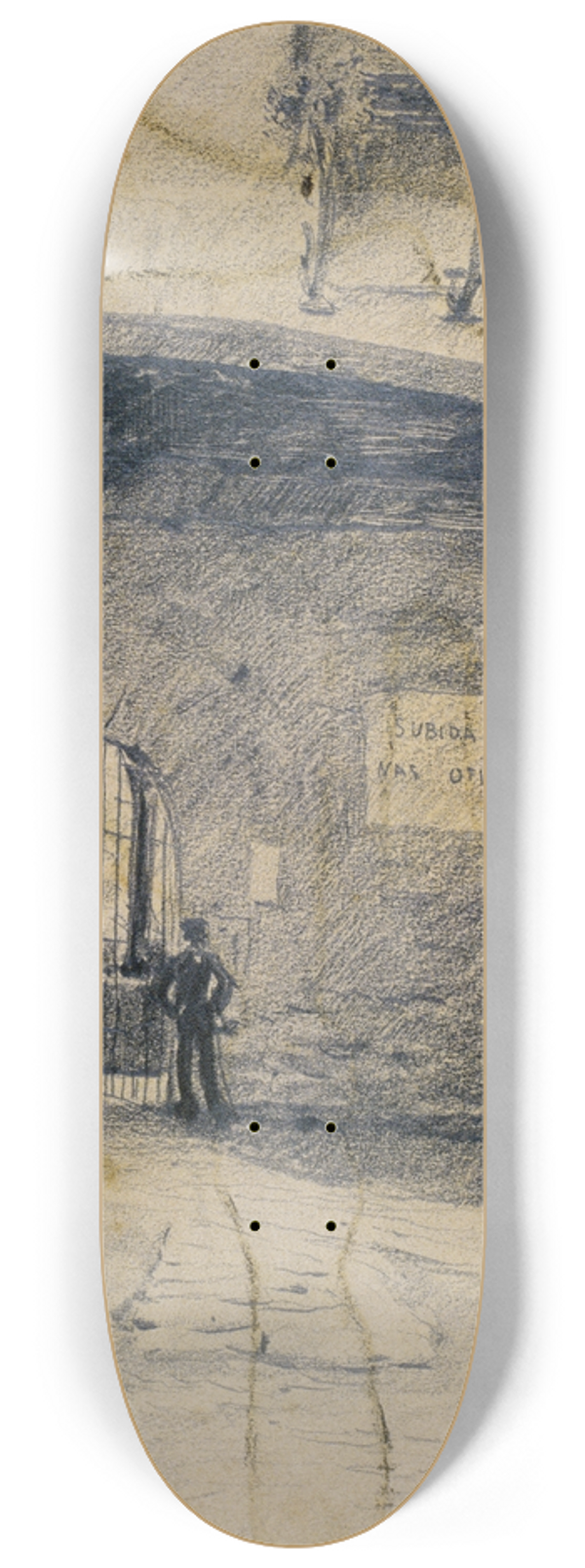 Santiago Rusiol - Gateway Arch and Wall 8.25 inch art skate deck