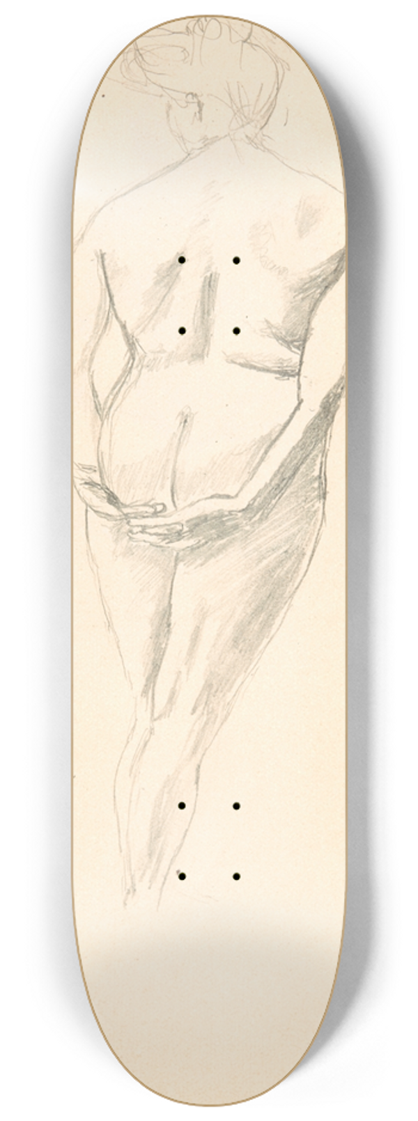 Adolf Sternschuss - akt kobiety stojcej tyem z domi splecionymi na poladkach 8.25 inch art skate deck