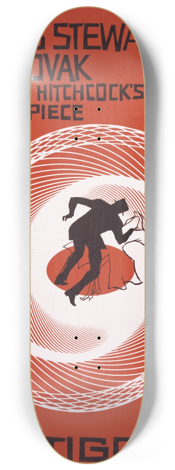Saul Bass - James Stewart, Kim Novak in Alfred Hitchcocks masterpiece, Vertigo 8.25 inch art skate deck