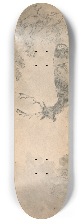 Sawrey Gilpin - Fallow Deer: Stag, Doe and Fawn in a clearing 8.25 inch art skate deck