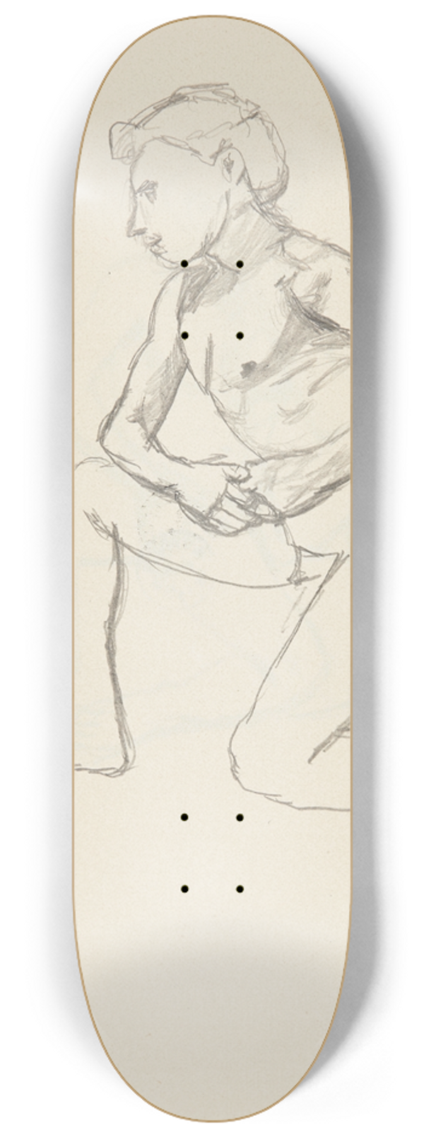 Adolf Sternschuss - akt mczyzny klczcego na jednym kolanie 8.25 inch art skate deck