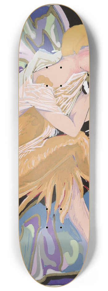 S. Chompr - Zittende vrouw met een kat 8.25 inch art skate deck