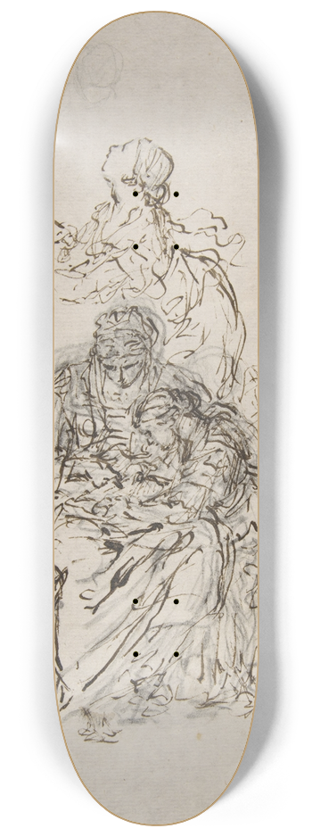 Sebastiano Ricci - Studies for an Education of the Virgin; Saint Anne Teaching the Virgin to Read 8.25 inch art skate deck