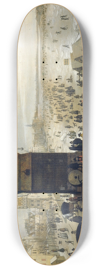 Sebastian Vrancx - The Kranenhoofd on the Scheldt, Antwerp (Winter Pastime on the Scheldt in Antwerp) 8.25 inch art skate deck