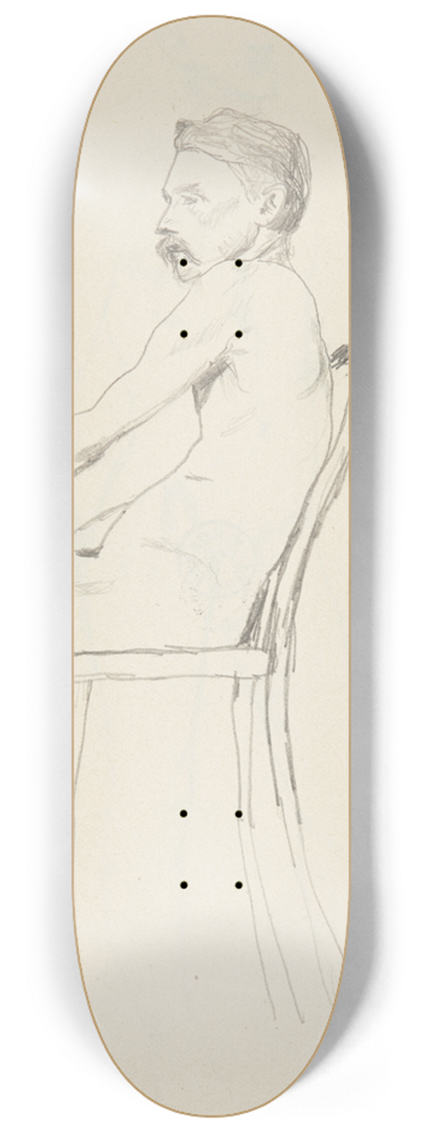 Adolf Sternschuss - akt siedzcego mczyzny 8.25 inch art skate deck