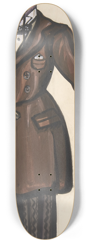 Sergey Yurievich Sudeikin - Man wearing a brown overcoat, cane and pince-nez 8.25 inch art skate deck