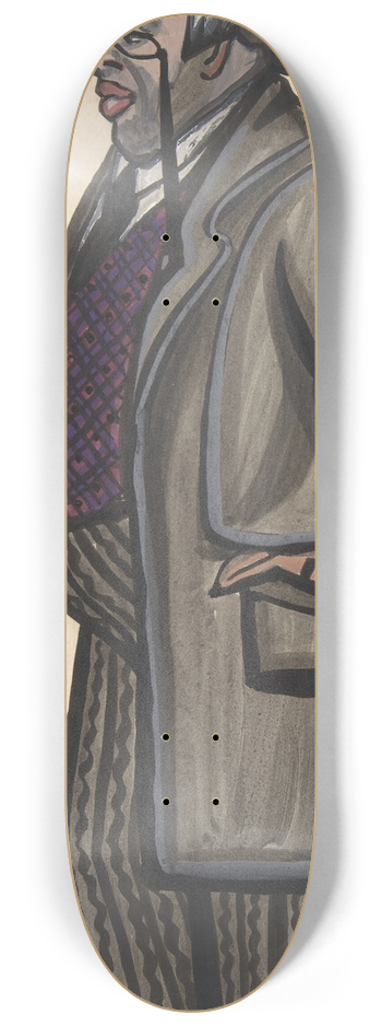 Sergey Yurievich Sudeikin - Man wearing a purple and red vest, with a pince-nez and bowler 8.25 inch art skate deck