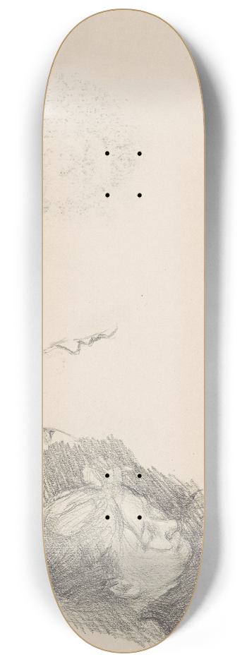 Signe Scheel - Kvinneportrett; riss av profil; riss av kvinne 8.25 inch art skate deck