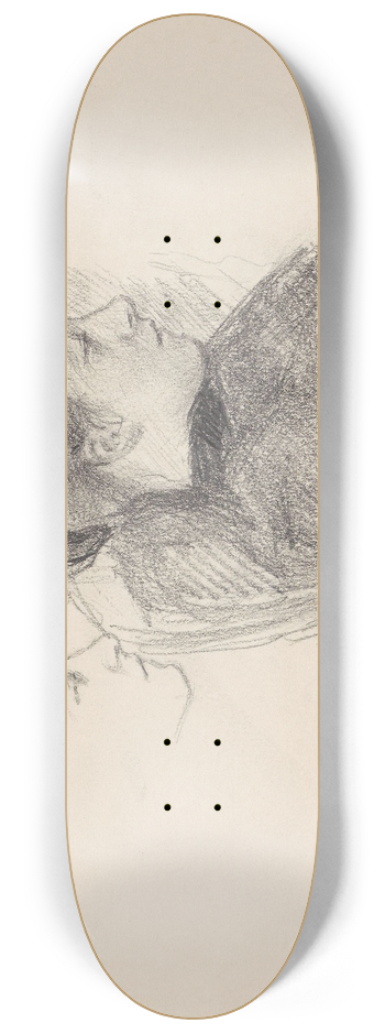 Signe Scheel - Riss av profil; kvinneportrett i profil 8.25 inch art skate deck