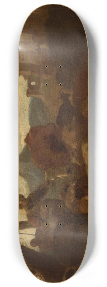 Simon van der Does - Hirten und Herde in sdlicher Landschaft 8.25 inch art skate deck