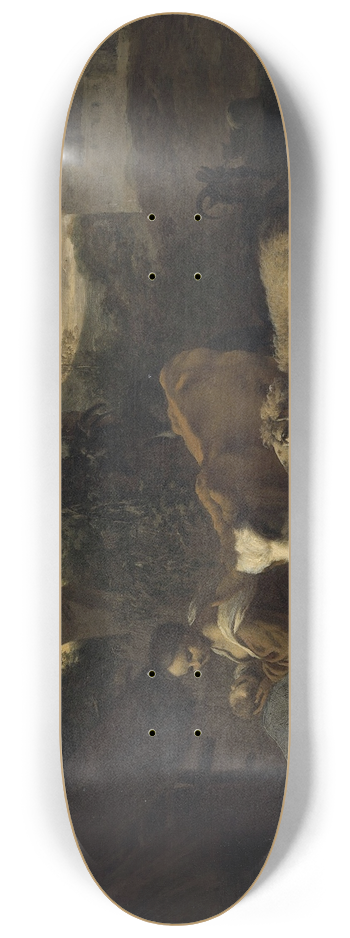 Simon van der Does - Italian Landscape with Shepherdess and Flocks 8.25 inch art skate deck