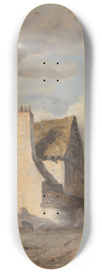 Sir Augustus Wall Callcott - Cottage by a country lane 8.25 inch art skate deck