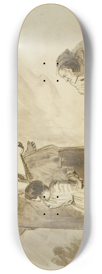 Sir Augustus Wall Callcott - Four Peasants 8.25 inch art skate deck