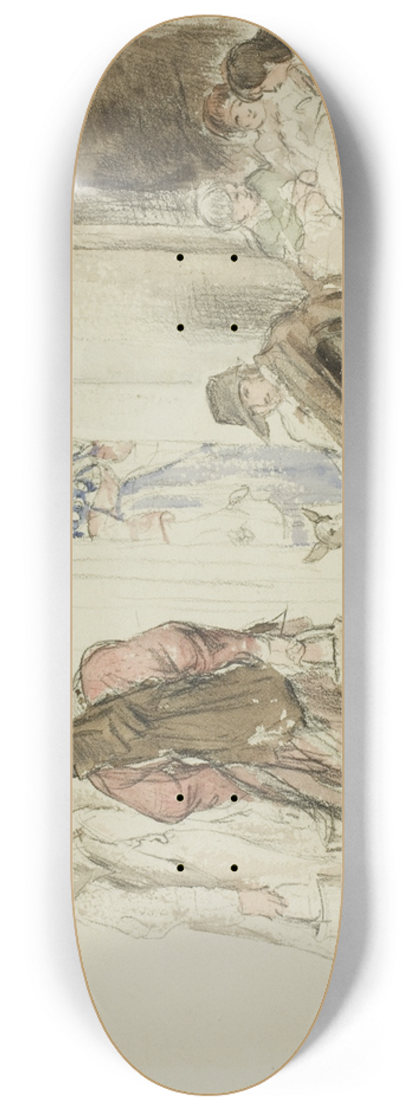 Sir David Wilkie - Figures near Doorway 8.25 inch art skate deck