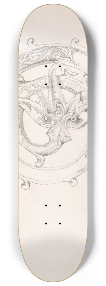 Sir Edward Coley Burne-Jones - Sketchbook  Study for Head of Crozier 8.25 inch art skate deck