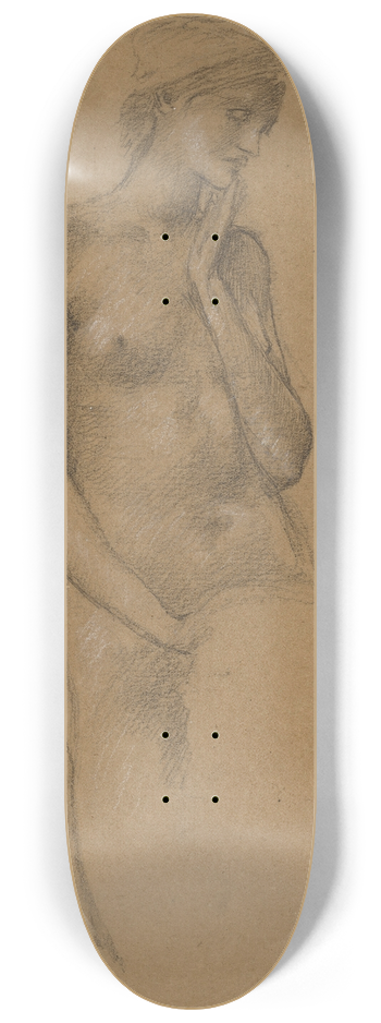 Sir Edward Coley Burne-Jones - Study of female nude for the Hill Fairies in Arthur in Avalon 8.25 inch art skate deck