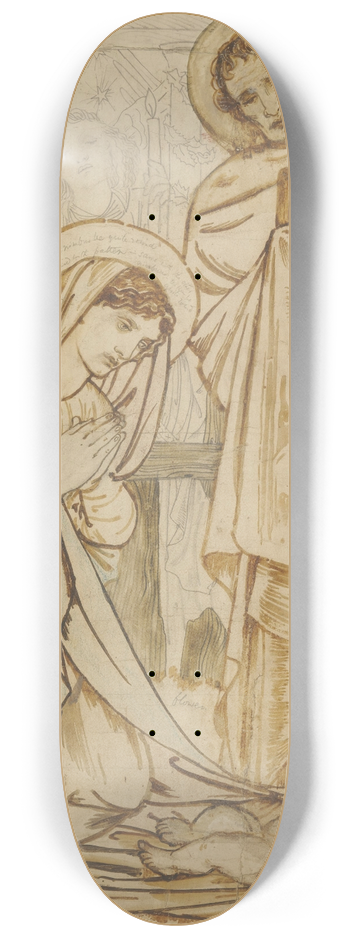 Sir Edward Coley Burne-Jones - The Nativity 8.25 inch art skate deck