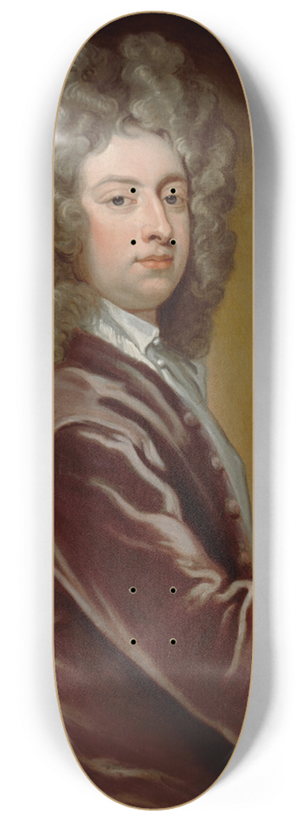 Sir Godfrey Kneller - Portrait of William Congreve 8.25 inch art skate deck