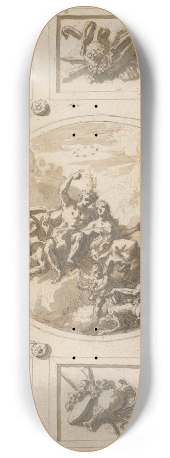 Sir James Thornhill - Design for a Ceiling at Addiscombe; Bacchus and Ariadne 8.25 inch art skate deck