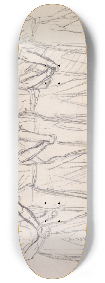 Sir John Everett Millais - The Head of Bran by George Meredith  Study of Seven Princes carrying the Head of Bran 8.25 inch art skate deck