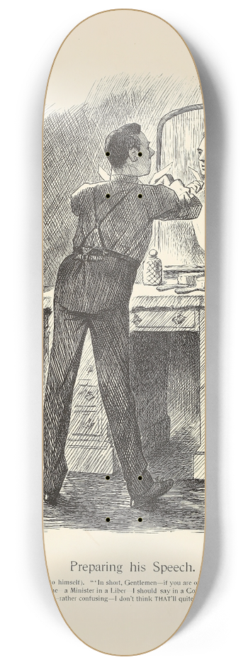 Sir John Tenniel - Preparing his Speech 8.25 inch art skate deck