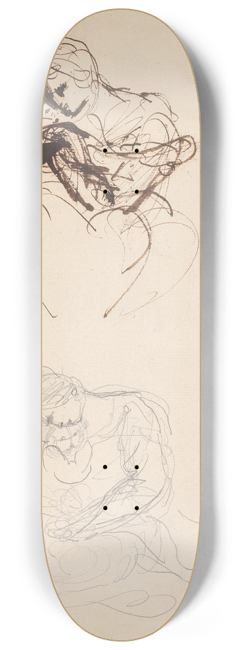 Sir Joshua Reynolds - Two Sketches of a Woman and Infant 8.25 inch art skate deck
