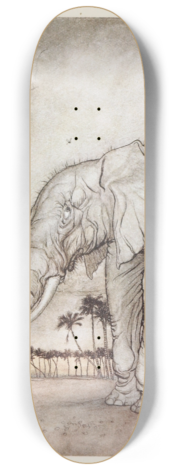 Arthur Rackham - The Lion, Jupiter, and the Elephant 8.25 inch art skate deck