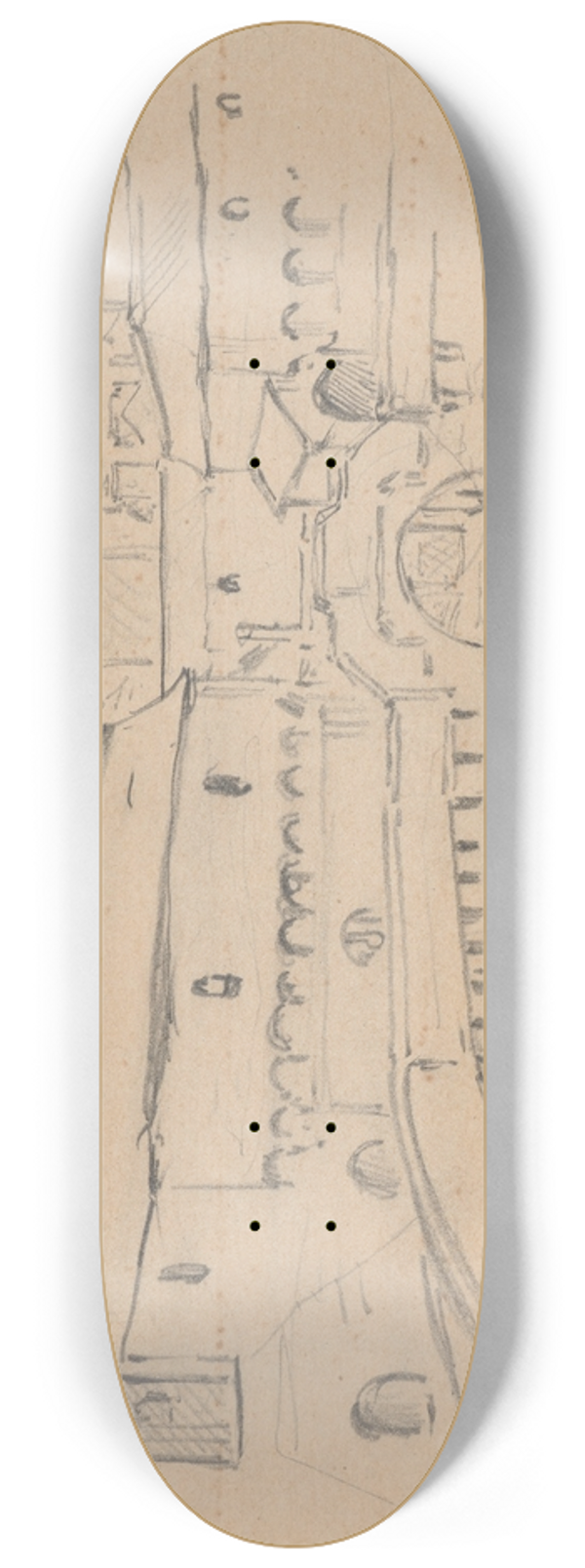 Stanisaw Wyspiaski - Sketch of the interior of the Barbican of Cracow 8.25 inch art skate deck