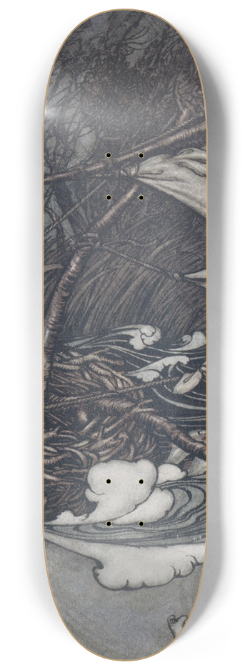 Arthur Rackham - There now arose a mighty storm and he was tossed this way and that 8.25 inch art skate deck