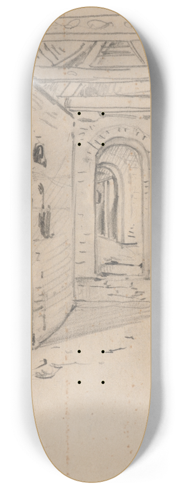 Stanisaw Wyspiaski - Sketch of the interior of the Barbican of Cracow 8.25 inch art skate deck