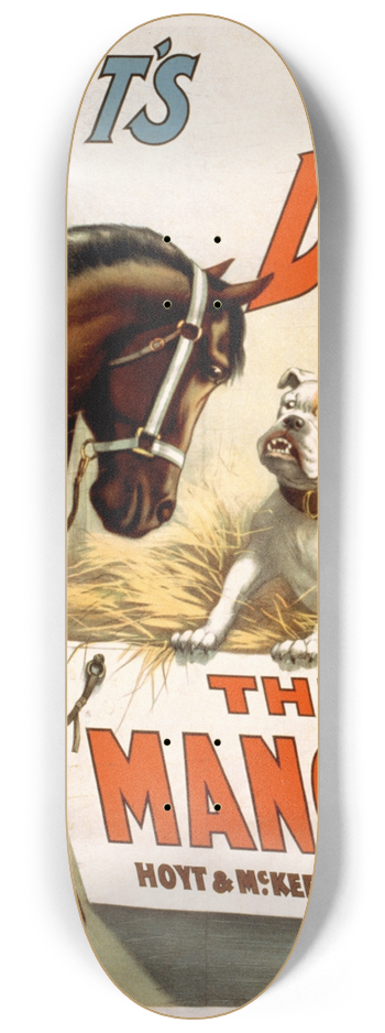 Strobridge & Co. Lith. - Hoyts A dog in the manger 8.25 inch art skate deck