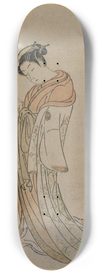 Suzuki Harunobu - Courtesan Reading a Letter (from the series Collection of Beauties of the Green Houses) 8.25 inch art skate deck