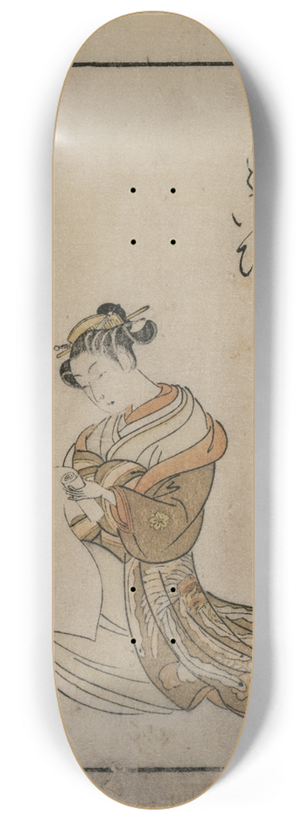 Suzuki Harunobu - The Courtesan Writing from a Book from the series A Collection of Beautiful Women of the Yoshiwara 8.25 inch art skate deck