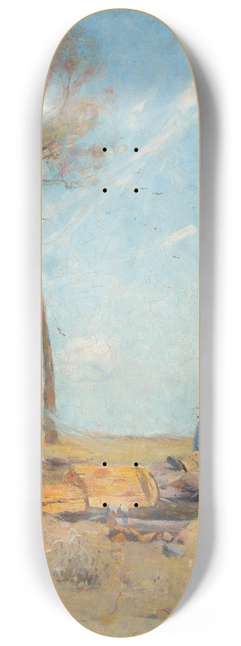 Arthur Streeton - The selectors hut (Whelan on the log) 8.25 inch art skate deck
