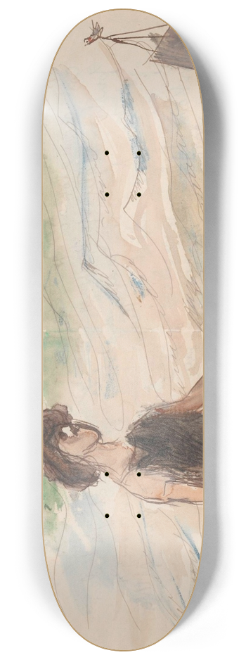 Tadeusz Makowski - Letter to Maria Mickiewiczwna with a drawing [self-portrait of the artist bathing in the 8.25 inch art skate deck
