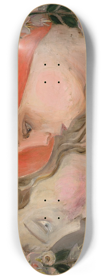 Tadeusz Makowski - Two heads of little girls in a garland of flowers 8.25 inch art skate deck