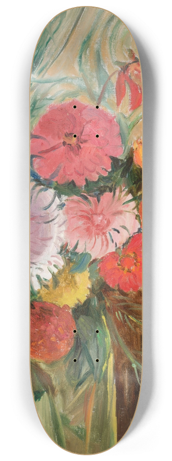Tadeusz Makowski - Zinnias and asters in a glass jar 8.25 inch art skate deck