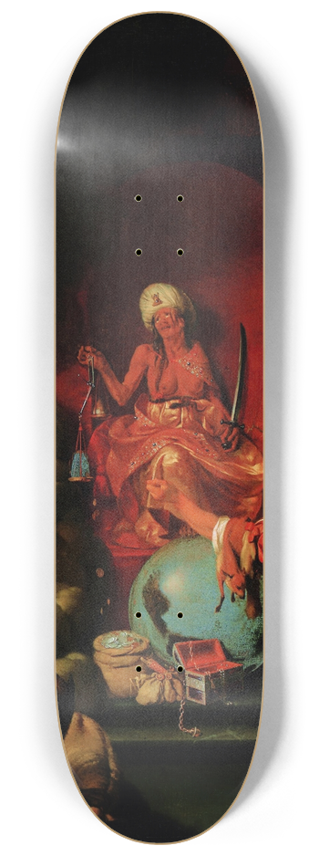 Ary de Vois - Allegory of enthroned injustice 8.25 inch art skate deck