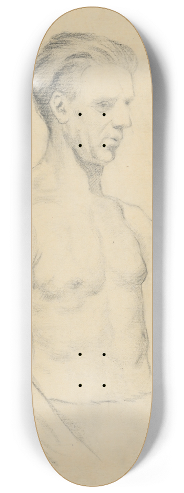 tefan Polkorb - Study of Male Nude  From Waist Up 8.25 inch art skate deck